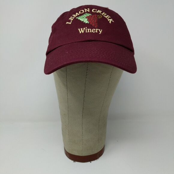 Lemon Creek Winery Slideback Hat Red Adjustable Embroidered Logo Grapes - Picture 2 of 11